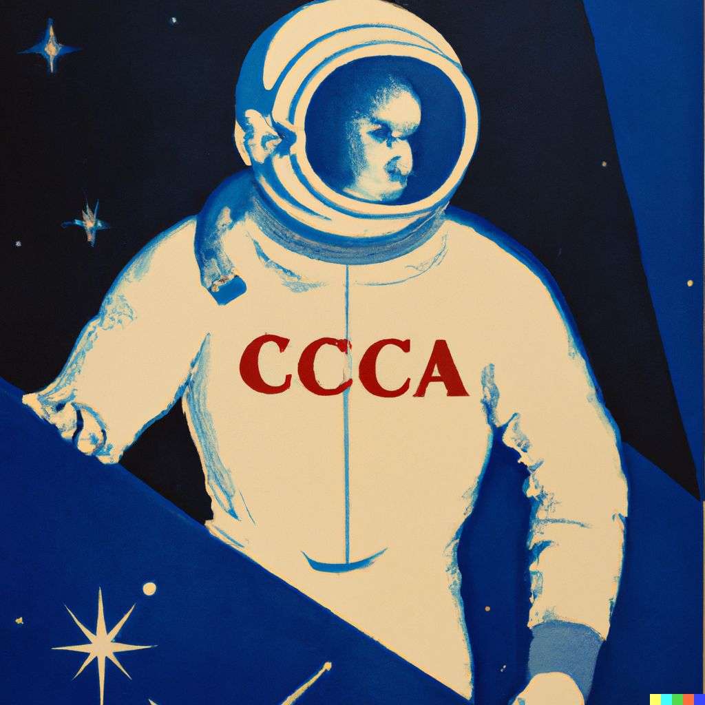 an astronaut, Soviet poster